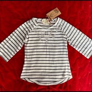 Joyfolie Mia Joy girl sequin striped top 6 NWT